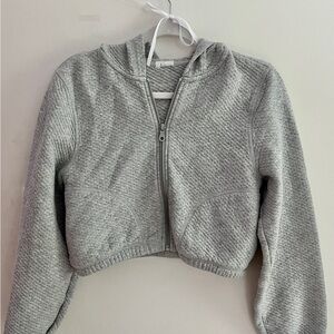 Womens Gray Aerie Cropped Zip Up Hoodie